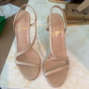 Christian Louboutin Beige Strappy Slingback Heels